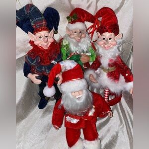 Three Elves for Your Shelf and Santa Too, 12” Tall